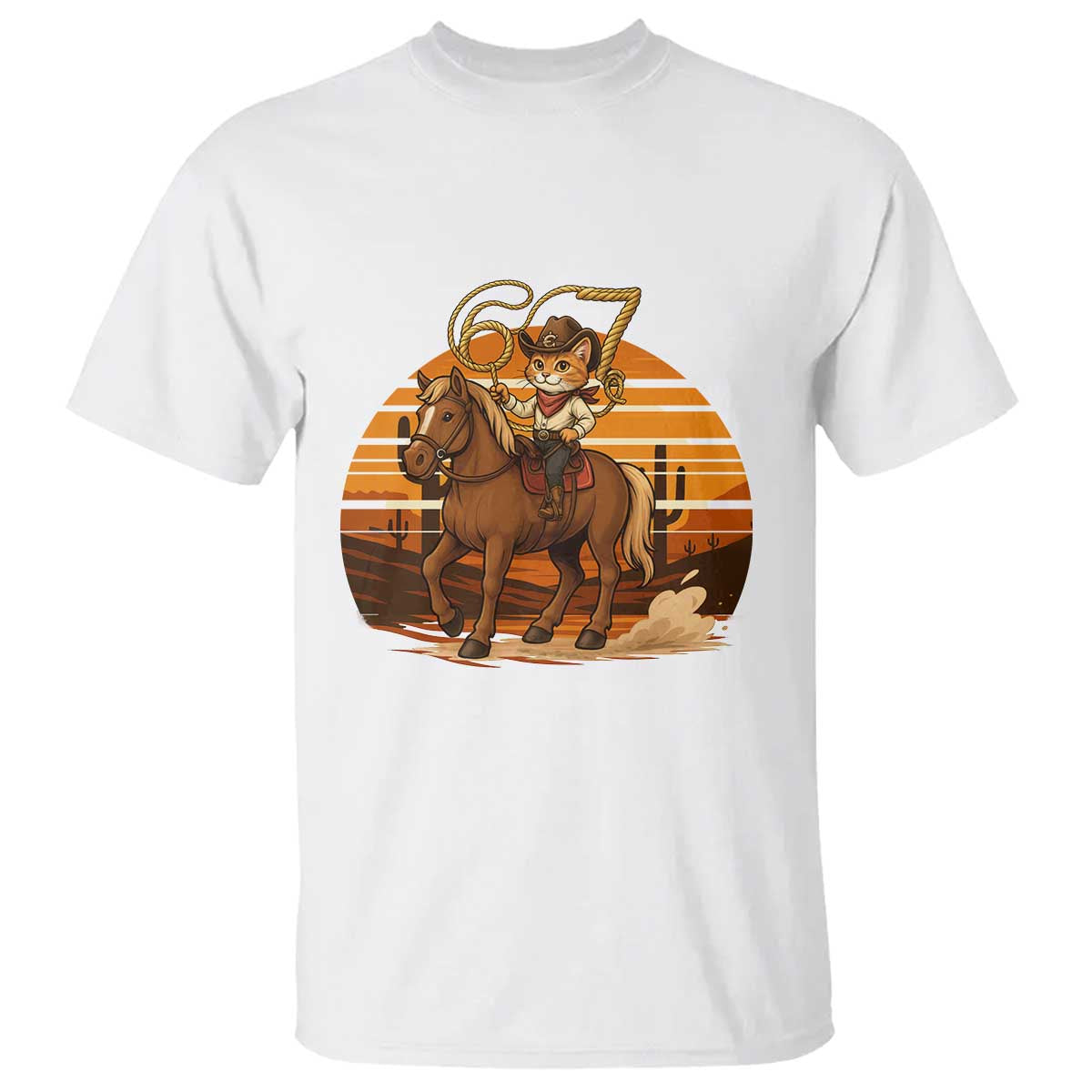 Funny Cowcat Six Seven Meme T Shirt Western 67 Trend Gift TS12 White Print Your Wear