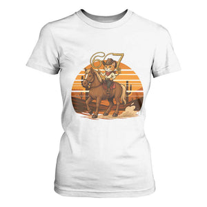 Funny Cowcat Six Seven Meme T Shirt For Women Western 67 Trend Gift TS12 White Print Your Wear