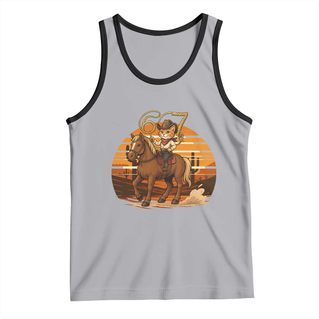 Funny Cowcat Six Seven Meme Tank Top Western 67 Trend Gift TS12 Athletic Heather Black Print Your Wear