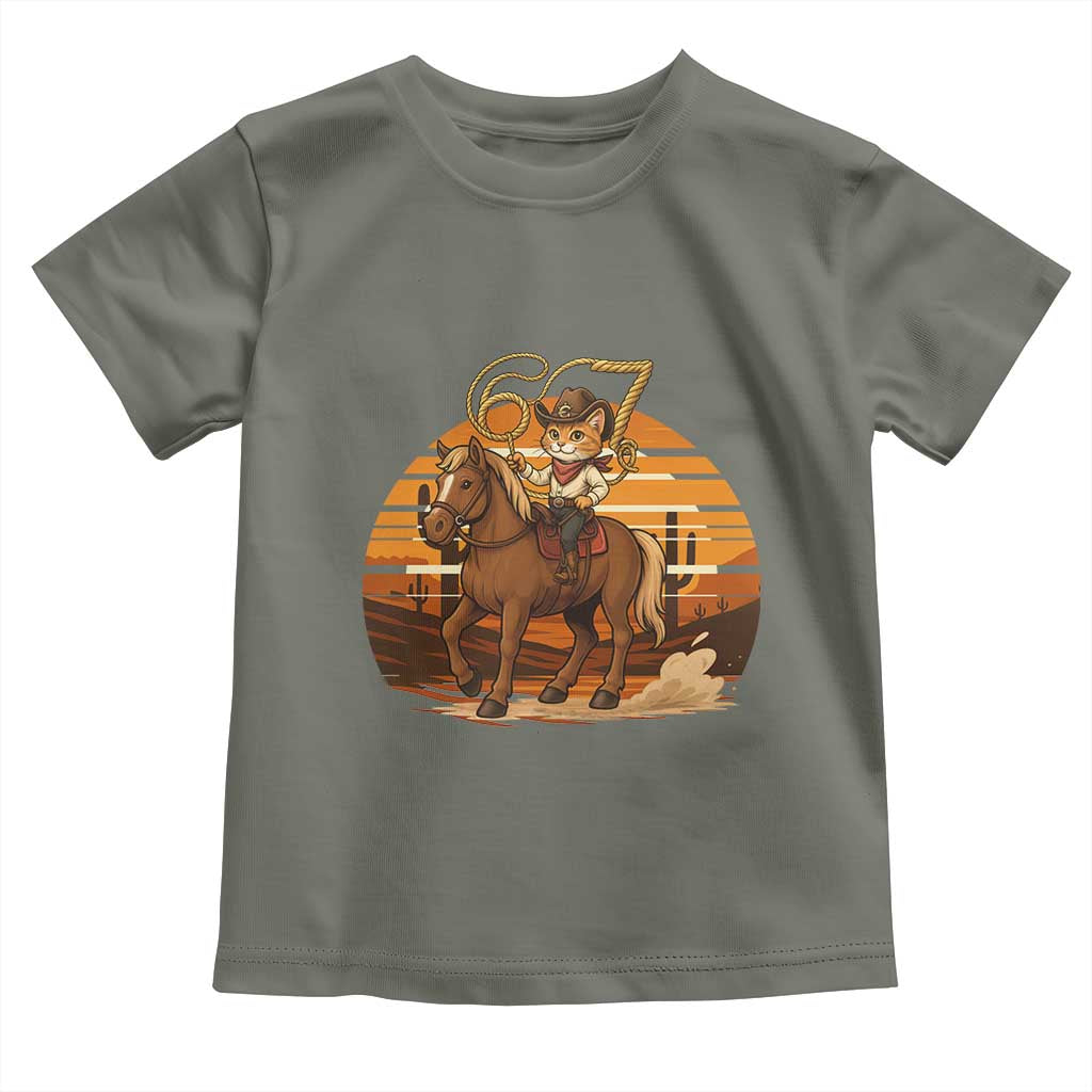 Funny Cowcat Six Seven Meme Toddler T Shirt Western 67 Trend Gift TS12 Military Green Print Your Wear