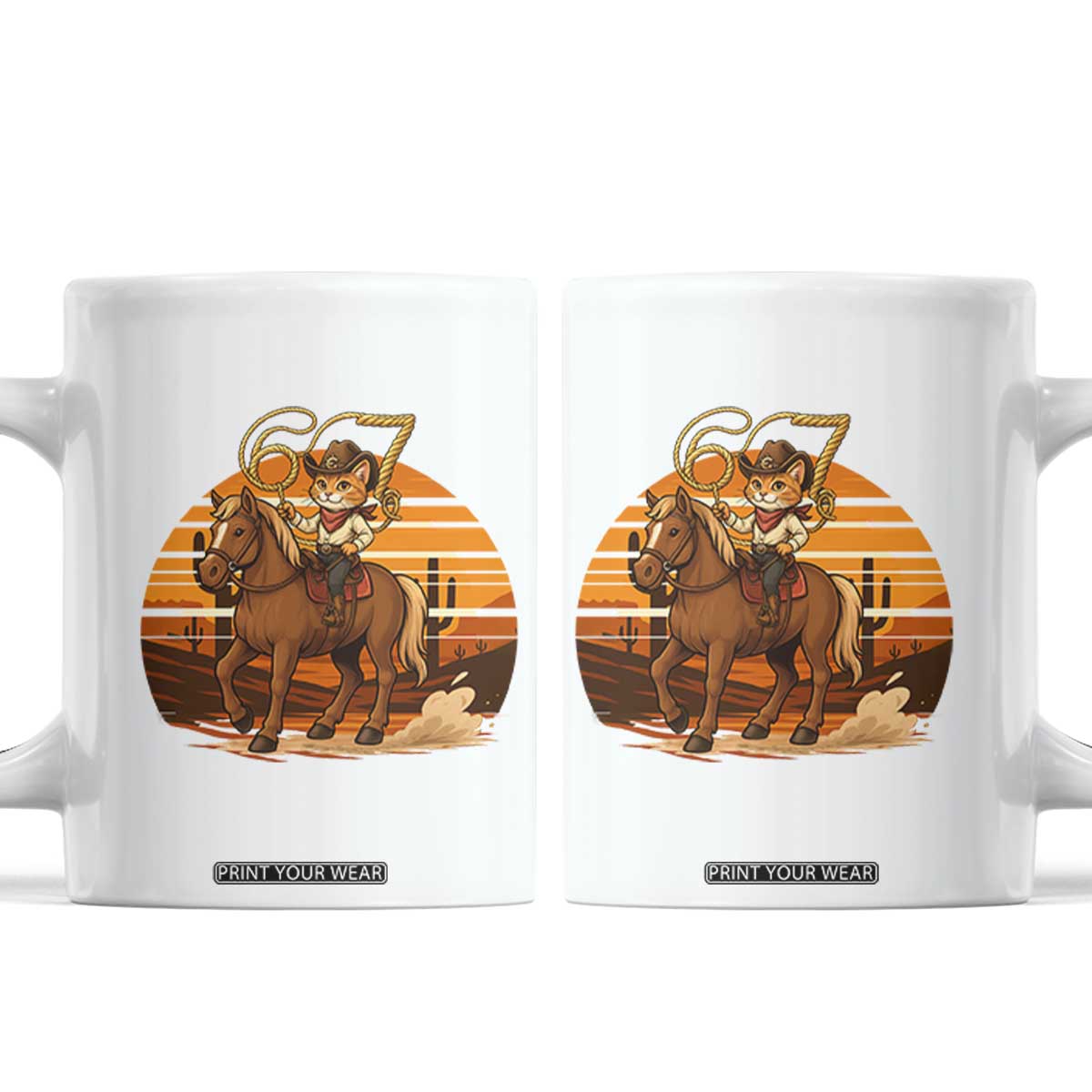 Funny Cowcat Six Seven Meme Coffee Mug Western 67 Trend Gift TS12 White Print Your Wear