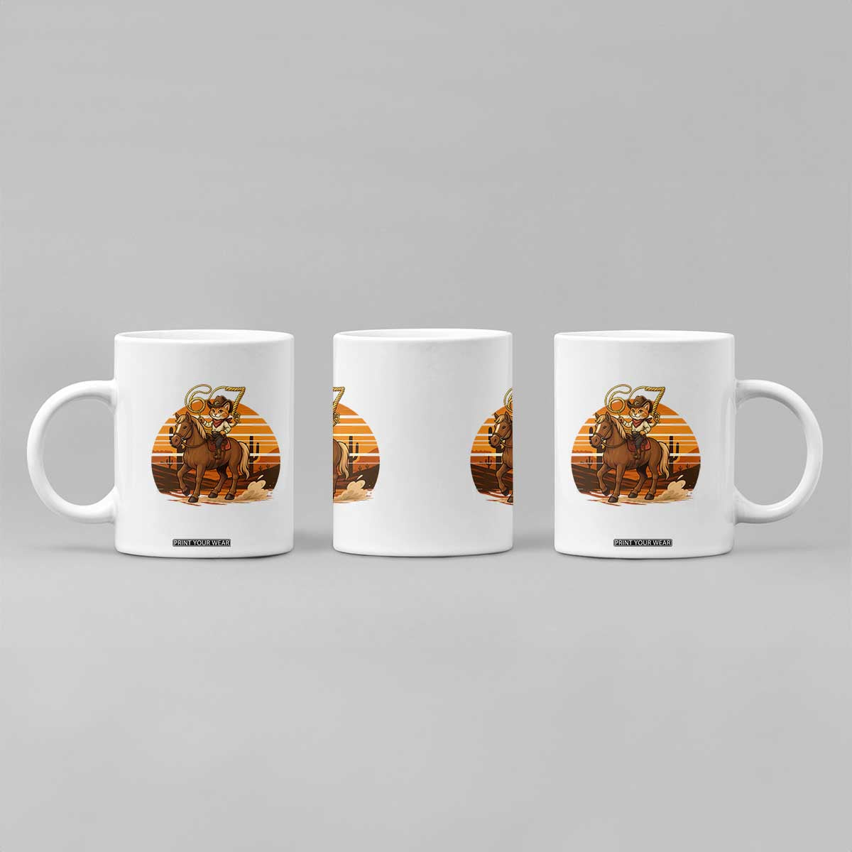 Funny Cowcat Six Seven Meme Coffee Mug Western 67 Trend Gift TS12 Print Your Wear
