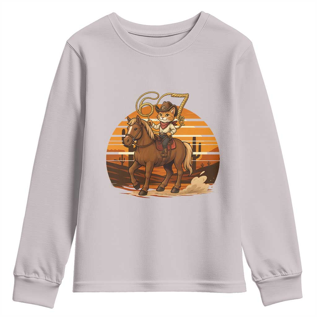 Funny Cowcat Six Seven Meme Youth Sweatshirt Western 67 Trend Gift TS12 Ice Gray Print Your Wear