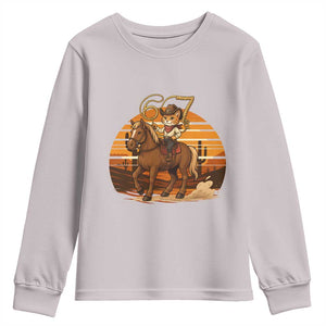 Funny Cowcat Six Seven Meme Youth Sweatshirt Western 67 Trend Gift TS12 Ice Gray Print Your Wear