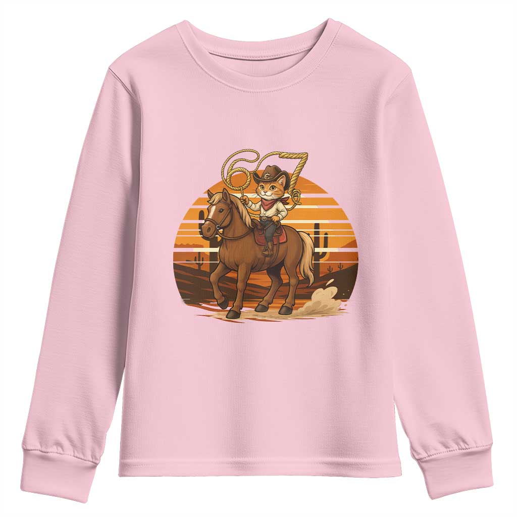 Funny Cowcat Six Seven Meme Youth Sweatshirt Western 67 Trend Gift TS12 Light Pink Print Your Wear