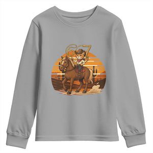 Funny Cowcat Six Seven Meme Youth Sweatshirt Western 67 Trend Gift TS12 Sport Gray Print Your Wear
