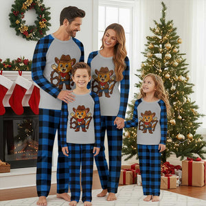 Funny Six Seven Meme Cowcat Plaid Pajama Set Gen Alpha Slang Gift TS12 Blue Plaid Print Your Wear