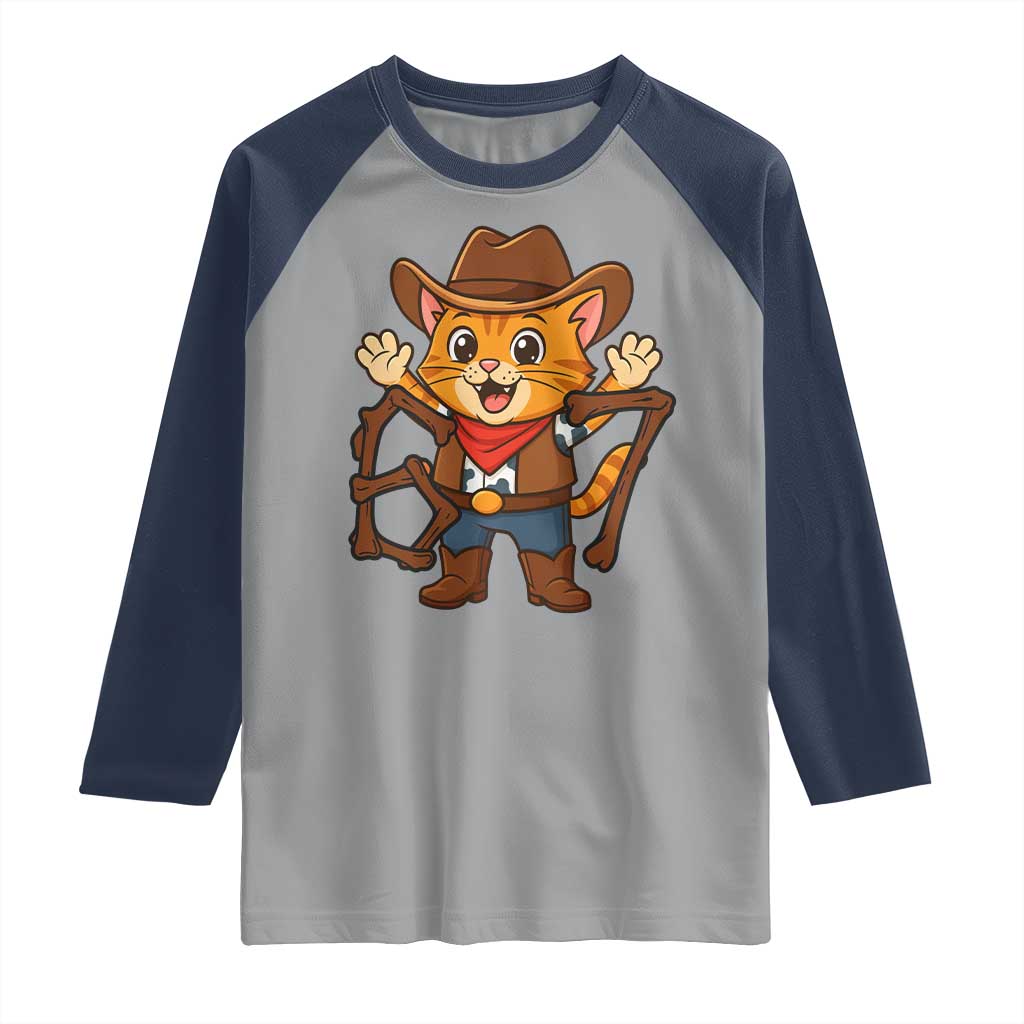 Funny Six Seven Meme Cowcat Raglan Shirt Gen Alpha Slang Gift TS12 Sport Gray Navy Print Your Wear