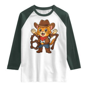 Funny Six Seven Meme Cowcat Raglan Shirt Gen Alpha Slang Gift TS12 White Dark Forest Green Print Your Wear