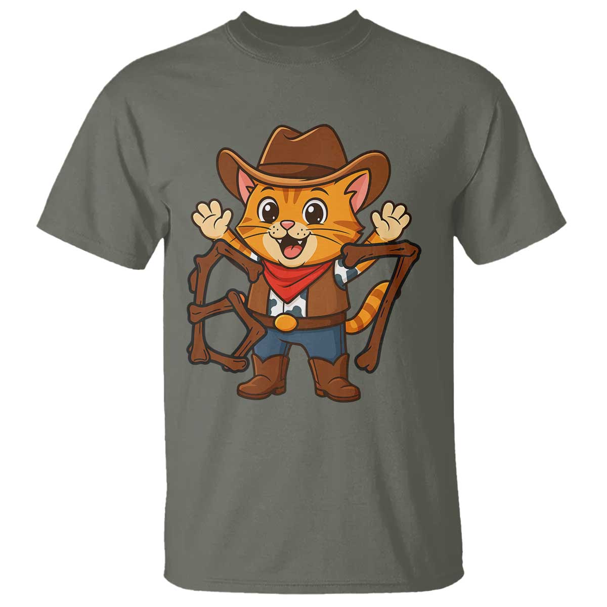 Funny Six Seven Meme Cowcat T Shirt Gen Alpha Slang Gift TS12 Military Green Print Your Wear