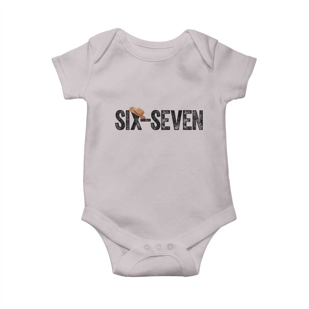 Six Seven Meme Gen Alpha Cowboy Hat Baby Onesie Funny Western Gift TS12 Ice Gray Print Your Wear