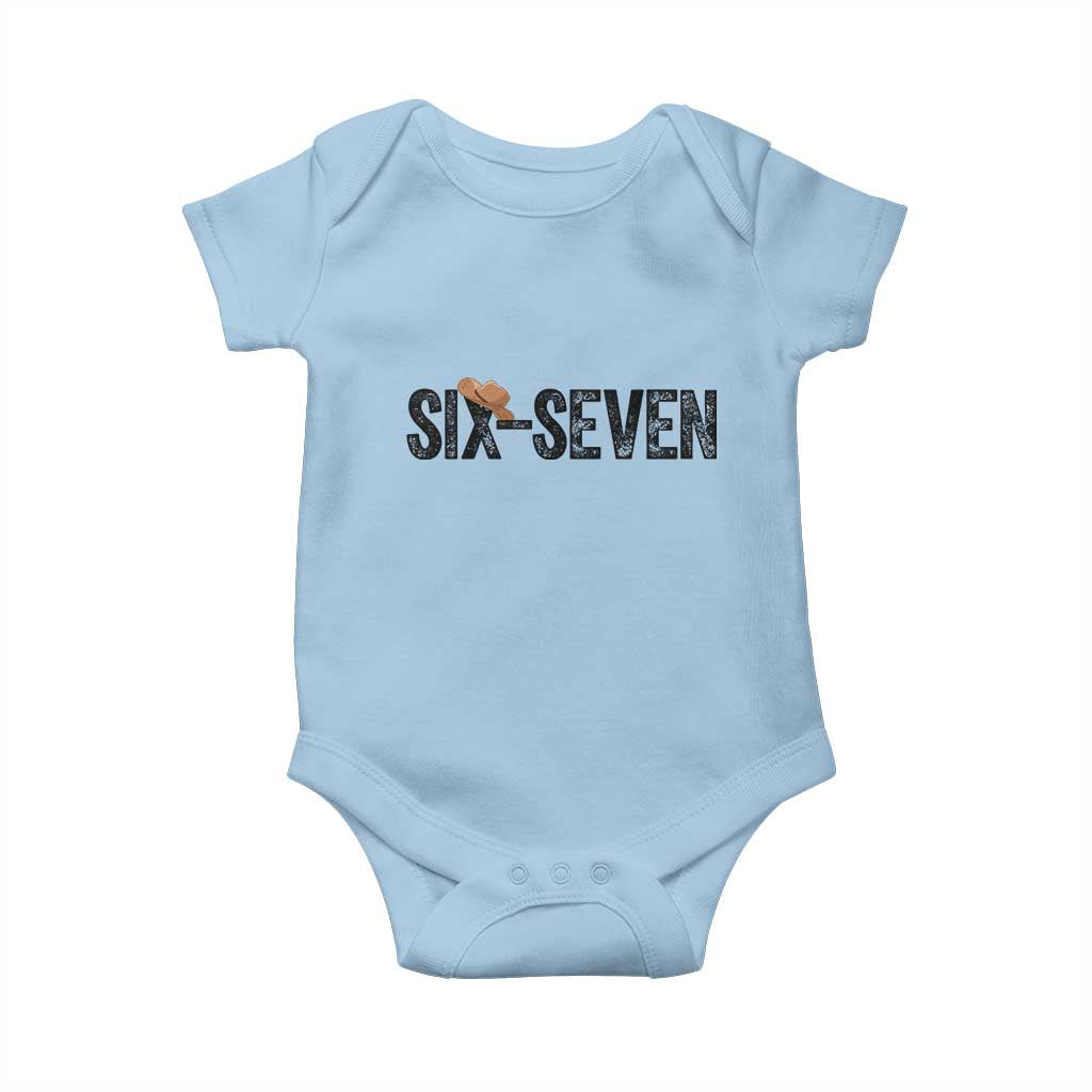 Six Seven Meme Gen Alpha Cowboy Hat Baby Onesie Funny Western Gift TS12 Light Blue Print Your Wear
