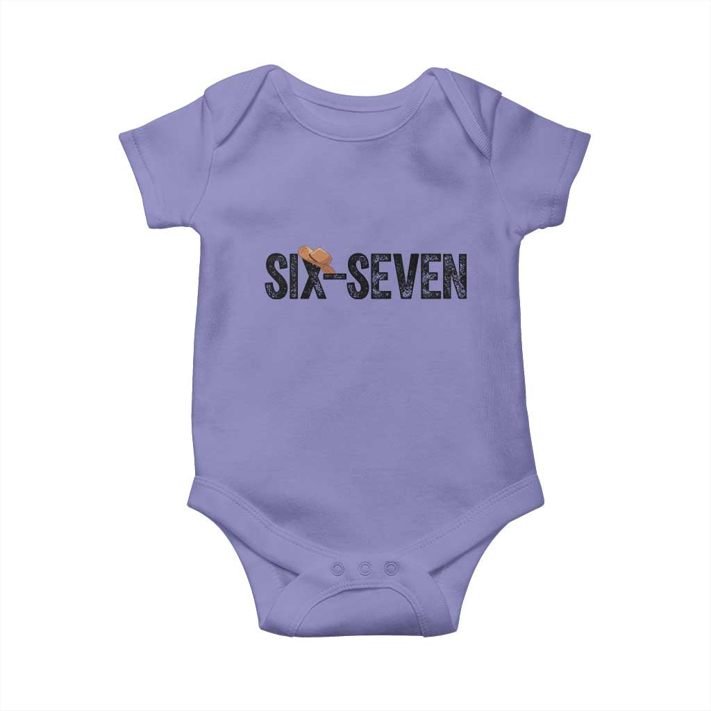 Six Seven Meme Gen Alpha Cowboy Hat Baby Onesie Funny Western Gift TS12 Violet Print Your Wear
