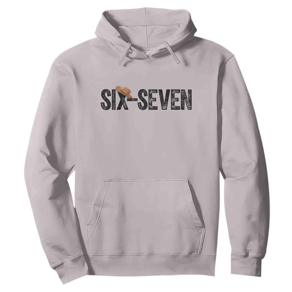 Six Seven Meme Gen Alpha Cowboy Hat Hoodie Funny Western Gift TS12 Ice Gray Print Your Wear