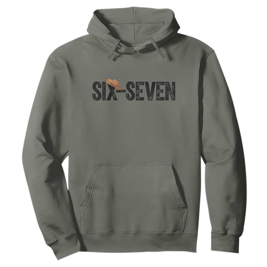 Six Seven Meme Gen Alpha Cowboy Hat Hoodie Funny Western Gift TS12 Military Green Print Your Wear