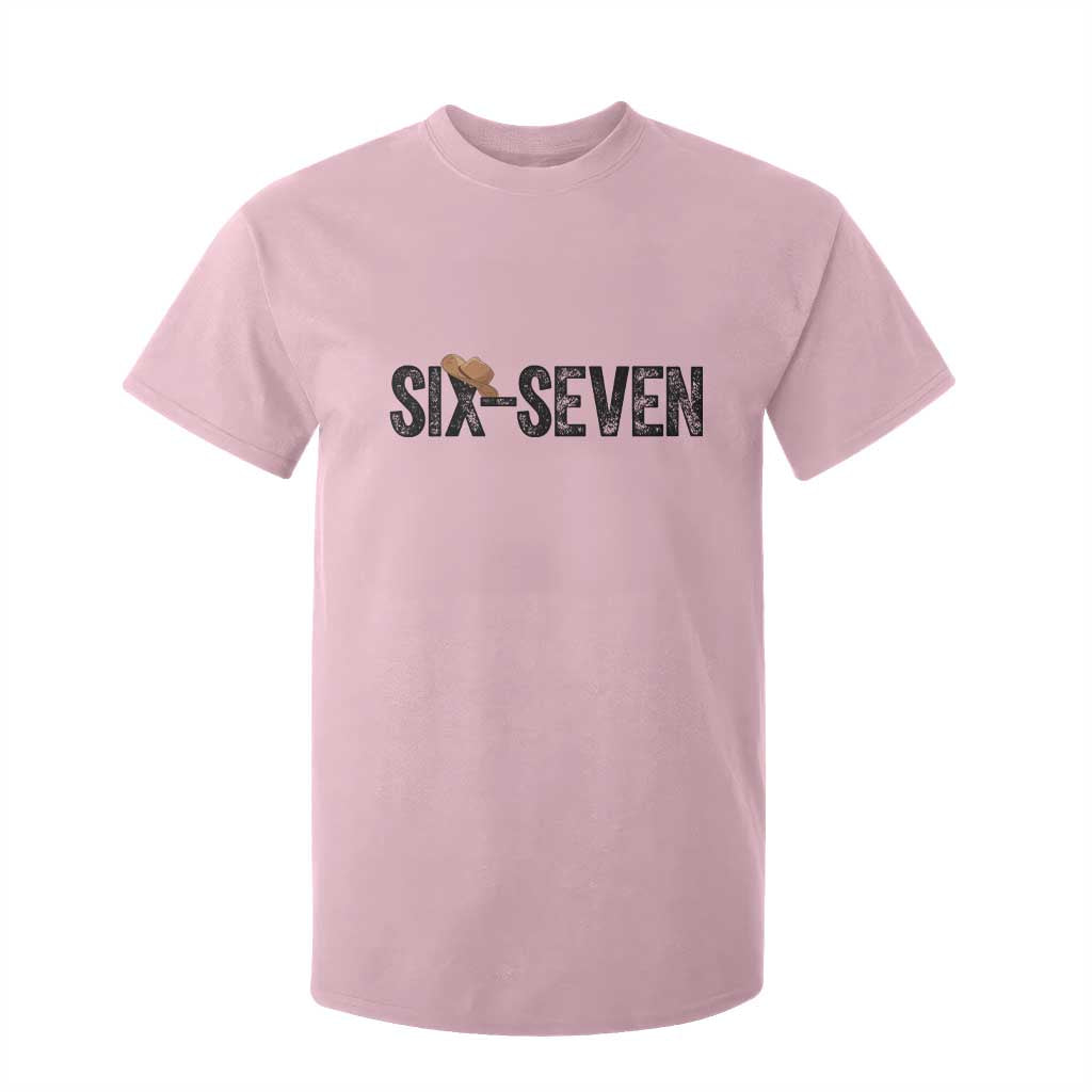Six Seven Meme Gen Alpha Cowboy Hat T Shirt For Kid Funny Western Gift TS12 Light Pink Print Your Wear