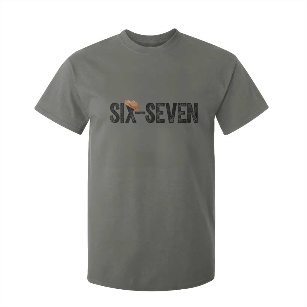Six Seven Meme Gen Alpha Cowboy Hat T Shirt For Kid Funny Western Gift TS12 Military Green Print Your Wear