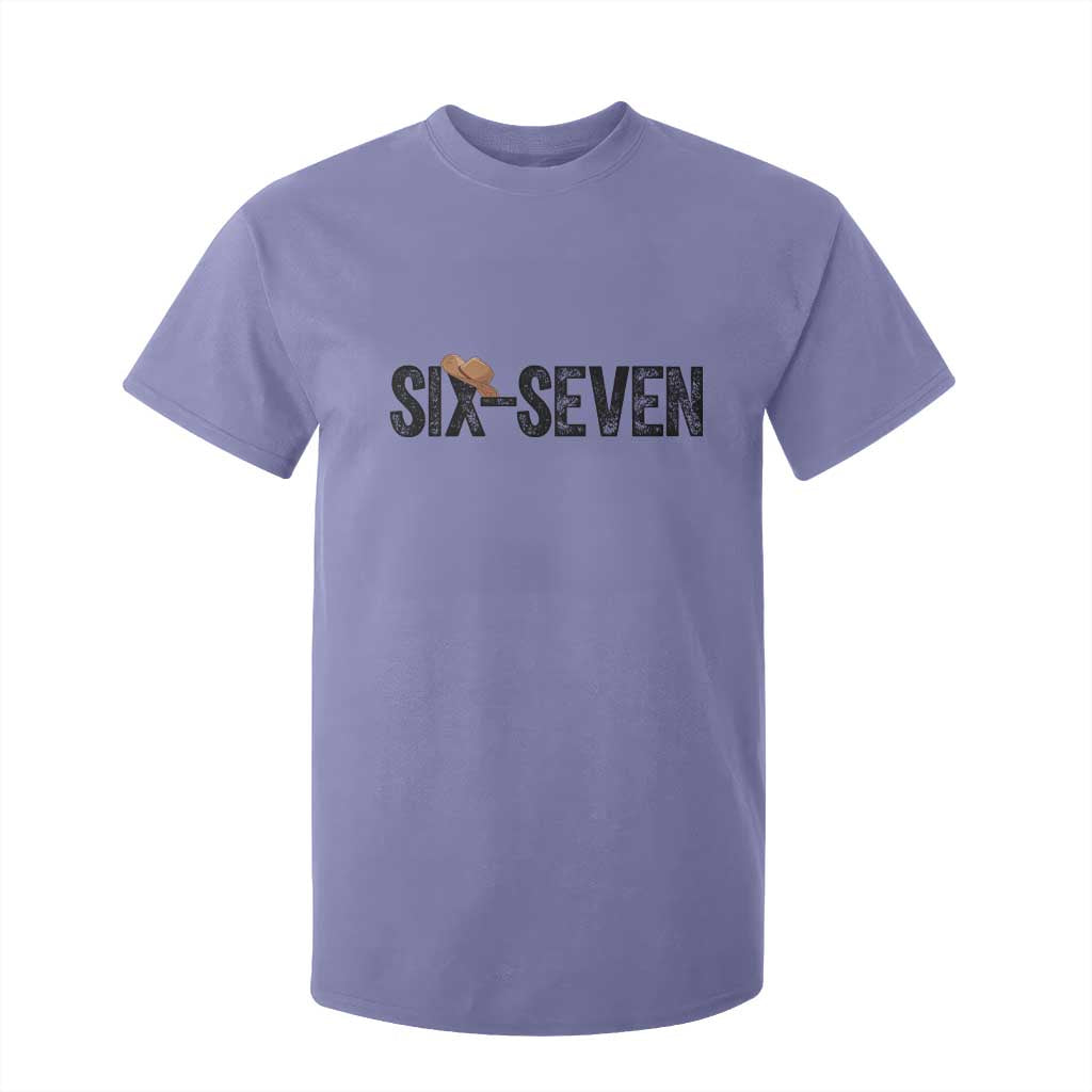 Six Seven Meme Gen Alpha Cowboy Hat T Shirt For Kid Funny Western Gift TS12 Violet Print Your Wear