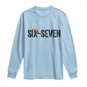 Six Seven Meme Gen Alpha Cowboy Hat Long Sleeve Shirt Funny Western Gift TS12 Light Blue Print Your Wear