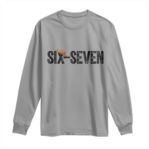 Six Seven Meme Gen Alpha Cowboy Hat Long Sleeve Shirt Funny Western Gift TS12 Sport Gray Print Your Wear