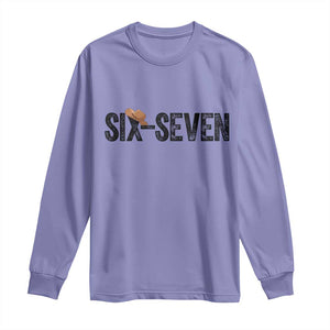 Six Seven Meme Gen Alpha Cowboy Hat Long Sleeve Shirt Funny Western Gift TS12 Violet Print Your Wear
