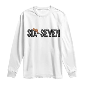 Six Seven Meme Gen Alpha Cowboy Hat Long Sleeve Shirt Funny Western Gift TS12 White Print Your Wear