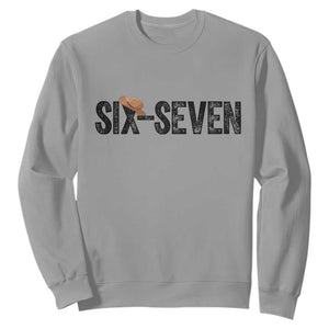 Six Seven Meme Gen Alpha Cowboy Hat Sweatshirt Funny Western Gift TS12 Sport Gray Print Your Wear