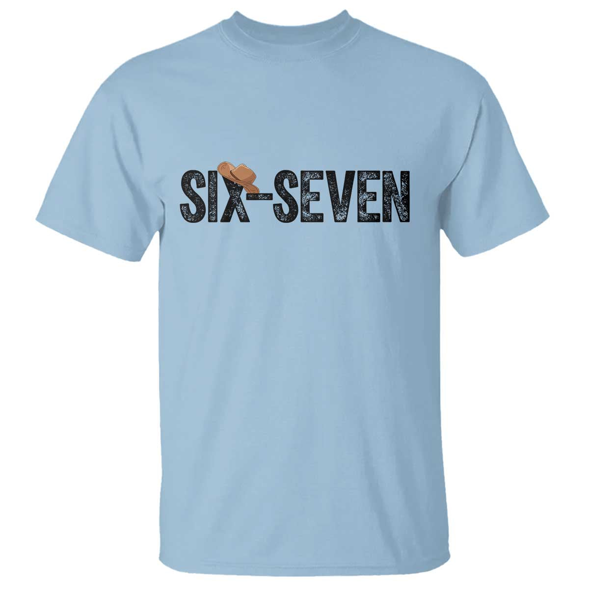 Six Seven Meme Gen Alpha Cowboy Hat T Shirt Funny Western Gift TS12 Light Blue Print Your Wear