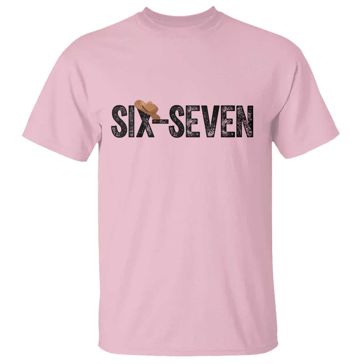 Six Seven Meme Gen Alpha Cowboy Hat T Shirt Funny Western Gift TS12 Light Pink Print Your Wear