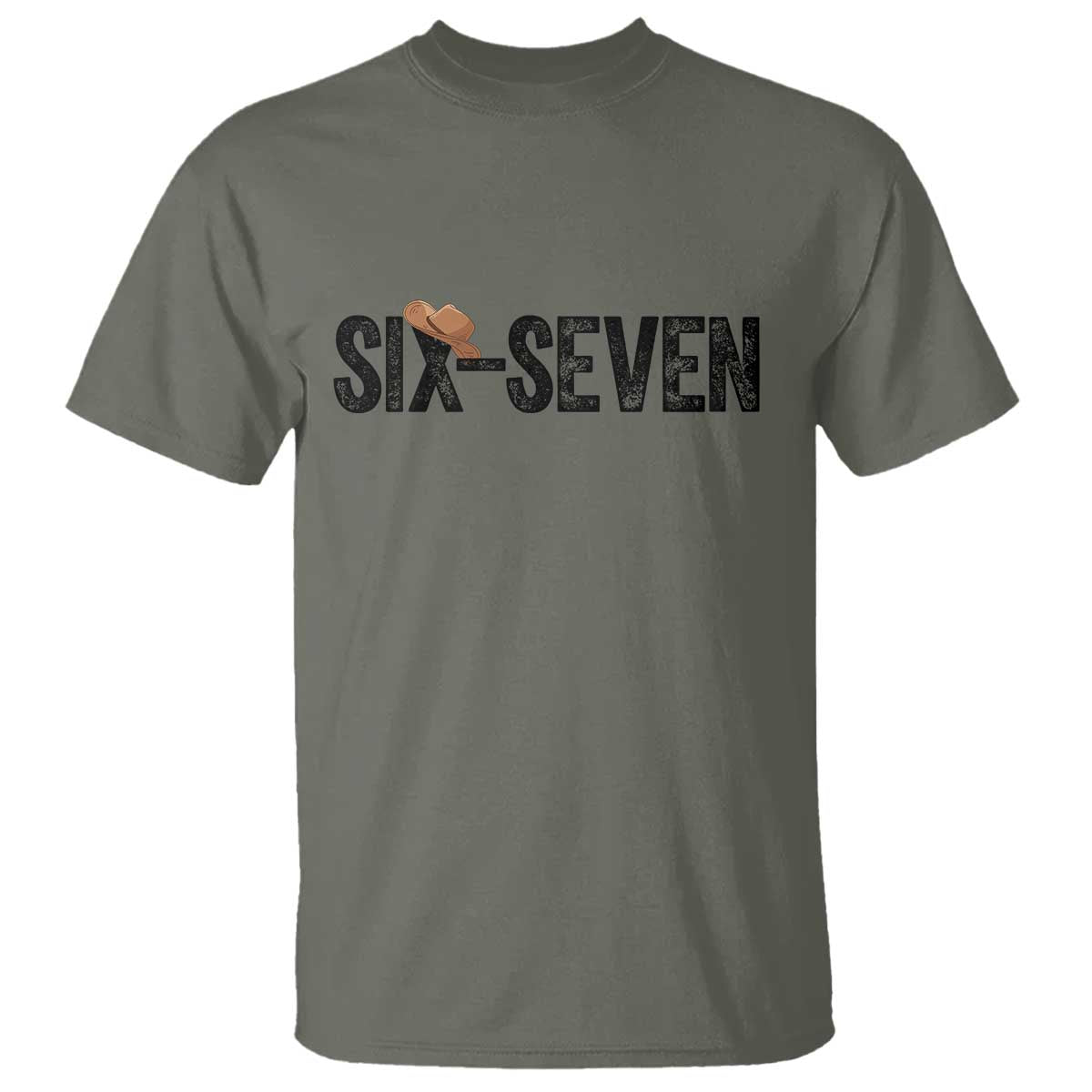 Six Seven Meme Gen Alpha Cowboy Hat T Shirt Funny Western Gift TS12 Military Green Print Your Wear