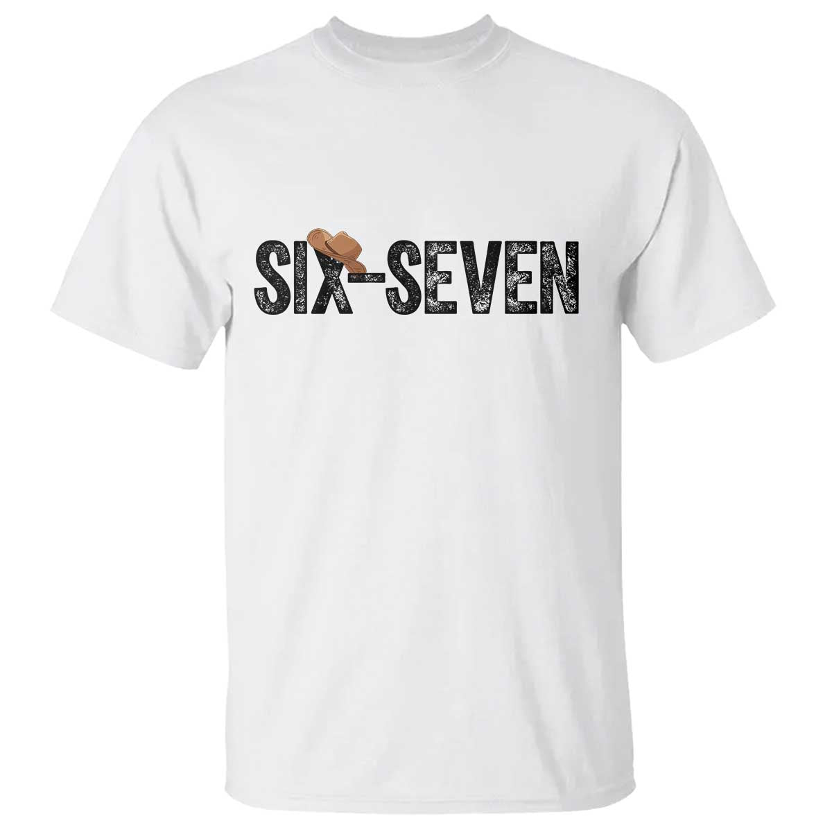 Six Seven Meme Gen Alpha Cowboy Hat T Shirt Funny Western Gift TS12 White Print Your Wear