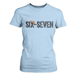 Six Seven Meme Gen Alpha Cowboy Hat T Shirt For Women Funny Western Gift TS12 Light Blue Print Your Wear