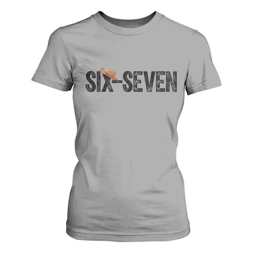 Six Seven Meme Gen Alpha Cowboy Hat T Shirt For Women Funny Western Gift TS12 Sport Gray Print Your Wear