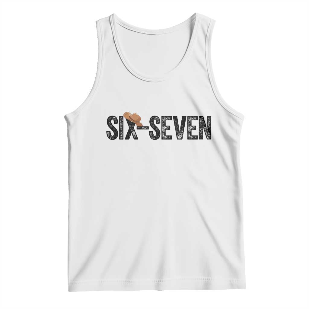 Six Seven Meme Gen Alpha Cowboy Hat Tank Top Funny Western Gift TS12 White Print Your Wear