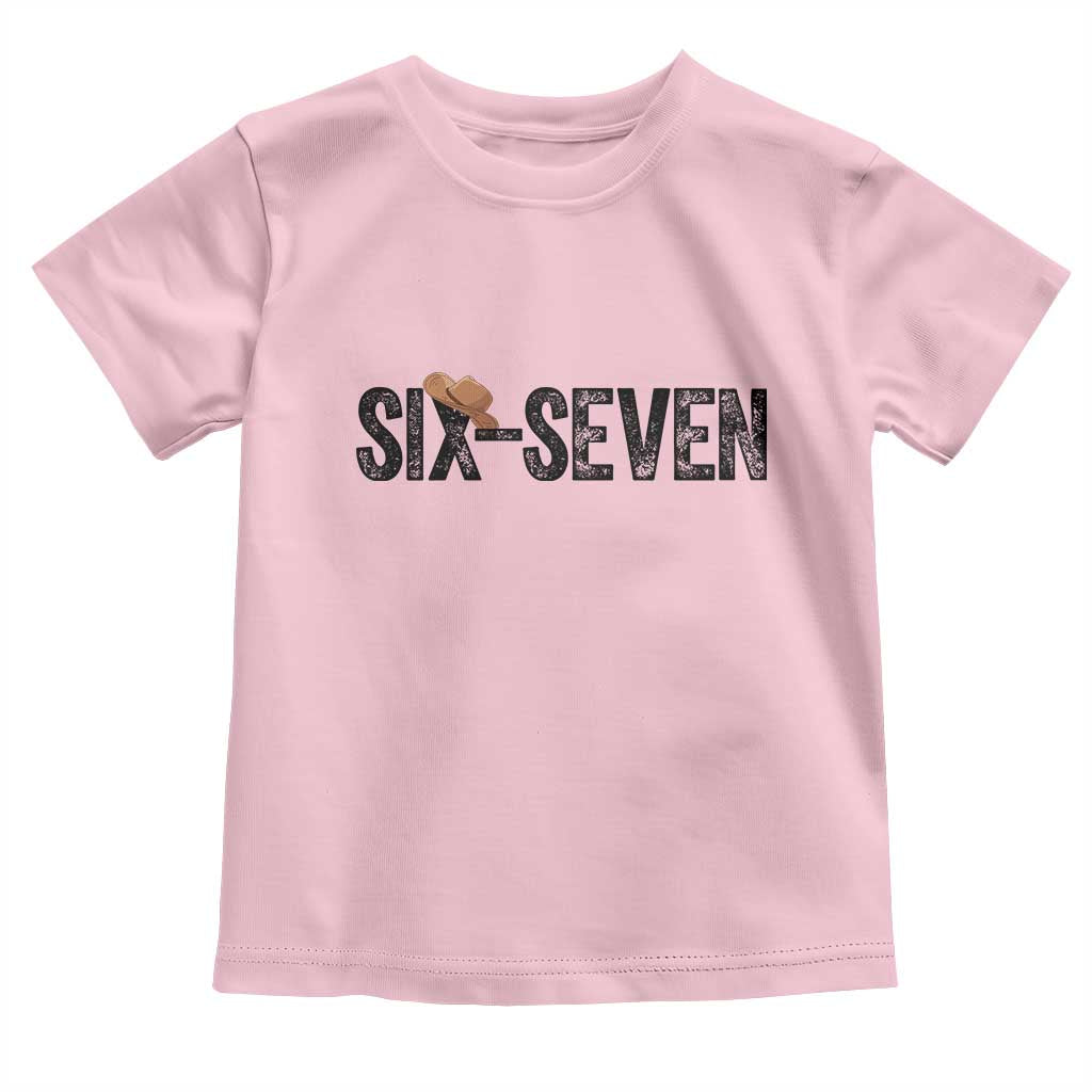 Six Seven Meme Gen Alpha Cowboy Hat Toddler T Shirt Funny Western Gift TS12 Light Pink Print Your Wear