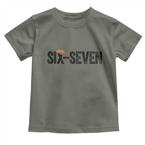Six Seven Meme Gen Alpha Cowboy Hat Toddler T Shirt Funny Western Gift TS12 Military Green Print Your Wear