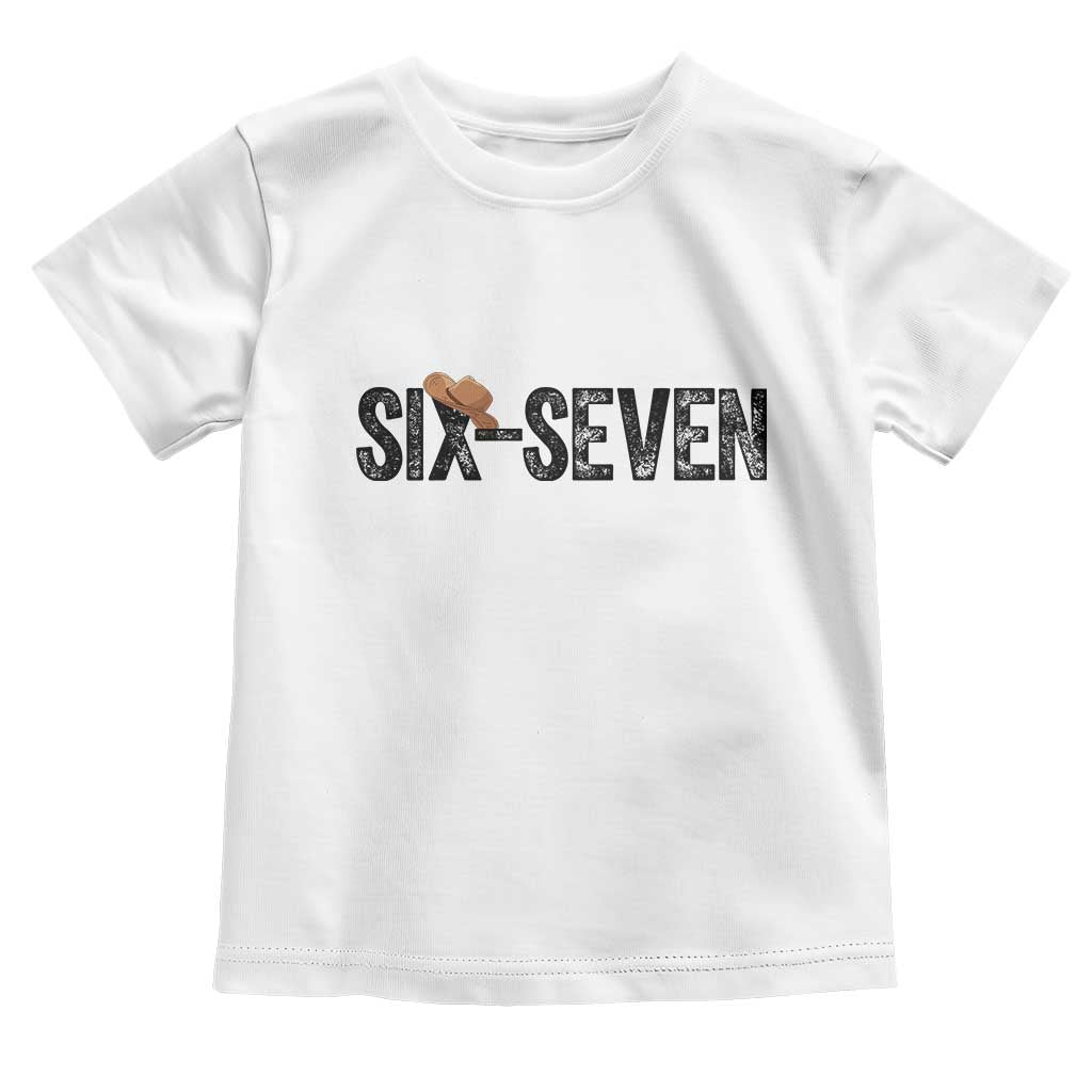 Six Seven Meme Gen Alpha Cowboy Hat Toddler T Shirt Funny Western Gift TS12 White Print Your Wear