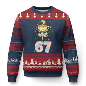 Funny Ballerina Cappuccina Ballet Six Seven Ugly Christmas Sweater Brainrot Meme Pastel Gift TS12 Navy Red Print Your Wear