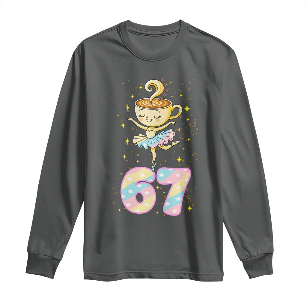 Funny Ballerina Cappuccina Ballet Six Seven Long Sleeve Shirt Brainrot Meme Pastel Gift TS12 Dark Heather Print Your Wear