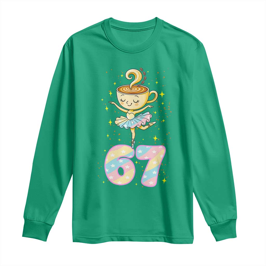 Funny Ballerina Cappuccina Ballet Six Seven Long Sleeve Shirt Brainrot Meme Pastel Gift TS12 Irish Green Print Your Wear
