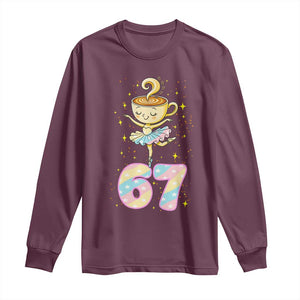 Funny Ballerina Cappuccina Ballet Six Seven Long Sleeve Shirt Brainrot Meme Pastel Gift TS12 Maroon Print Your Wear