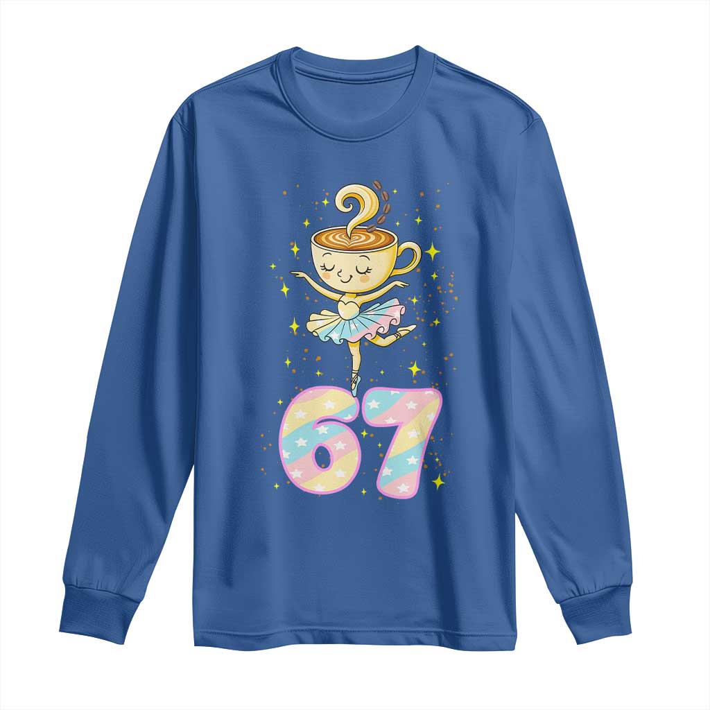Funny Ballerina Cappuccina Ballet Six Seven Long Sleeve Shirt Brainrot Meme Pastel Gift TS12 Royal Blue Print Your Wear