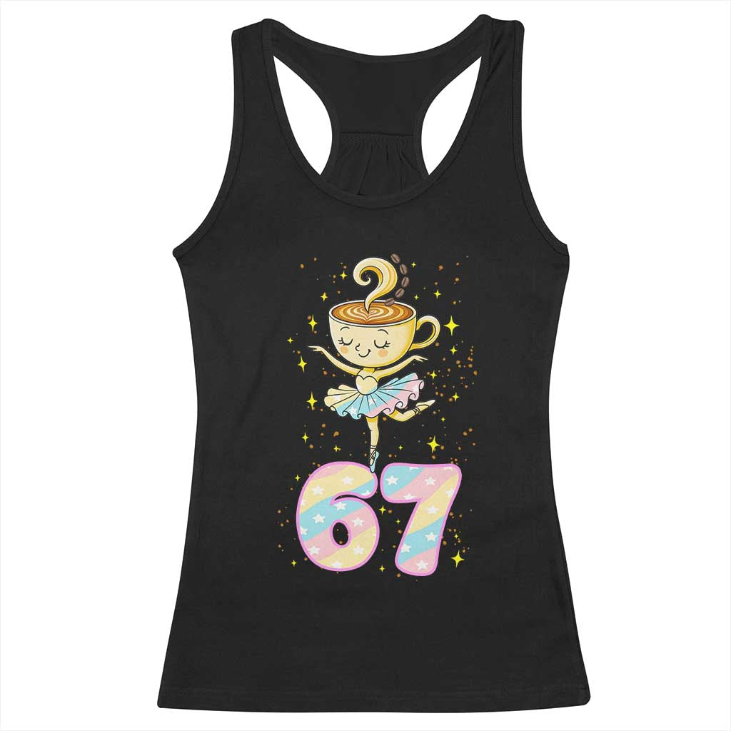 Funny Ballerina Cappuccina Ballet Six Seven Racerback Tank Top Brainrot Meme Pastel Gift TS12 Black Print Your Wear