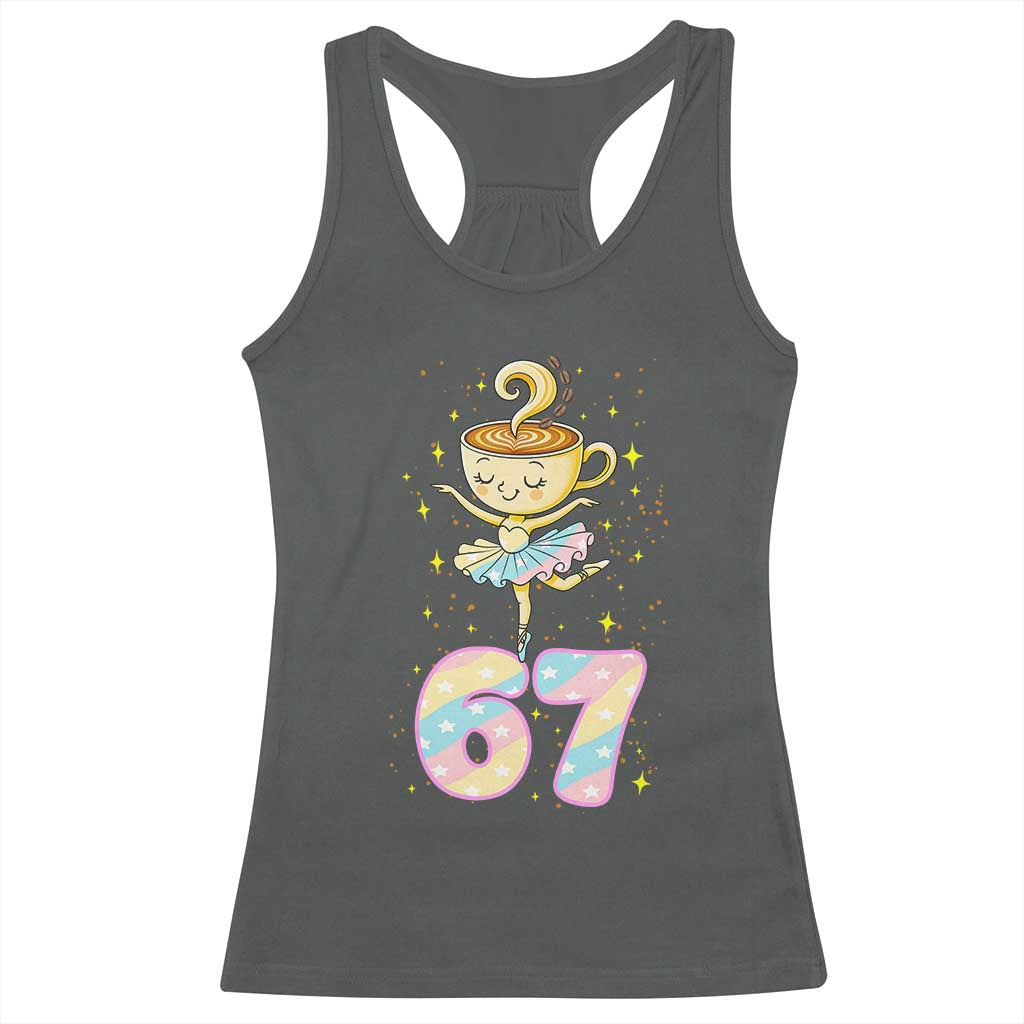 Funny Ballerina Cappuccina Ballet Six Seven Racerback Tank Top Brainrot Meme Pastel Gift TS12 Dark Heather Print Your Wear