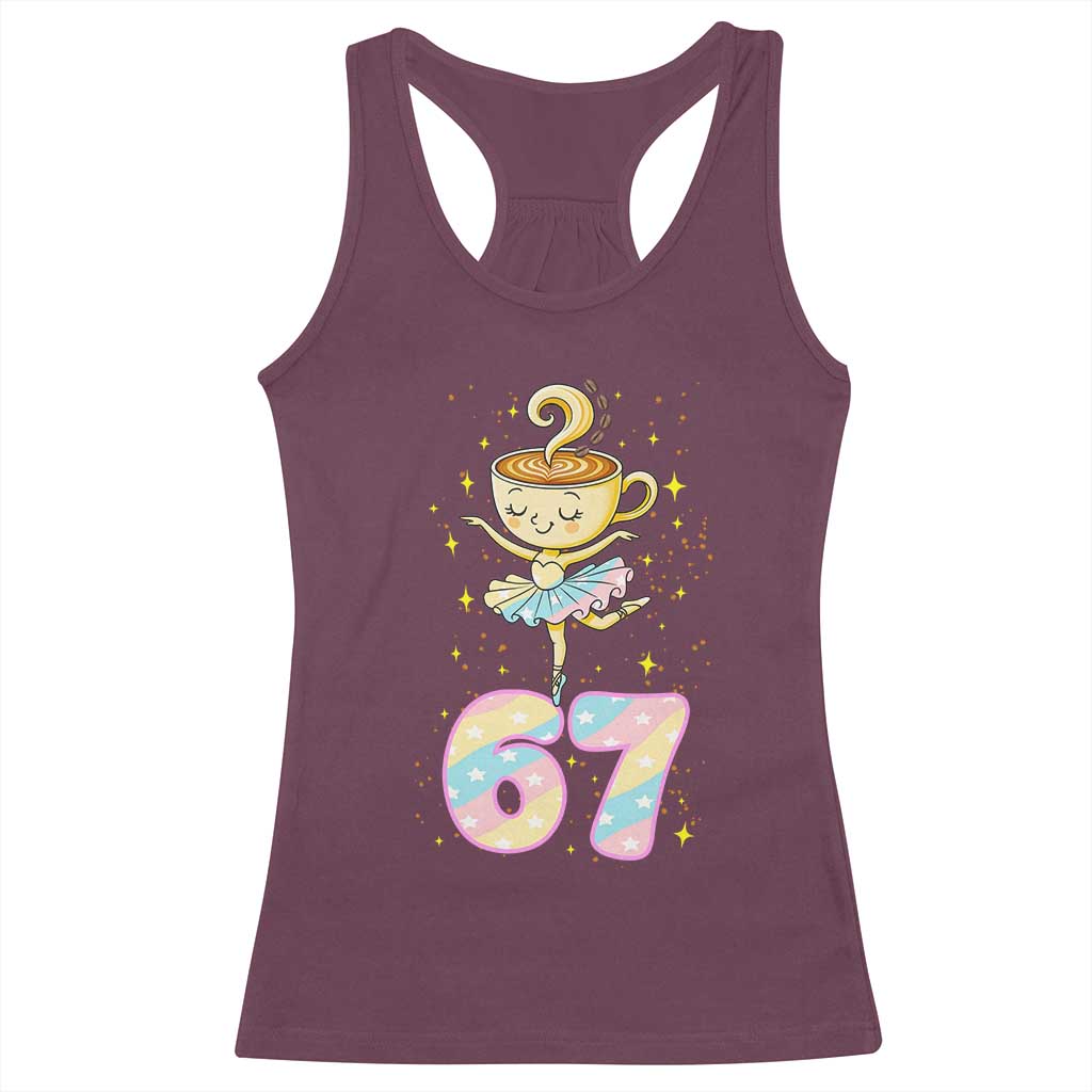 Funny Ballerina Cappuccina Ballet Six Seven Racerback Tank Top Brainrot Meme Pastel Gift TS12 Maroon Print Your Wear