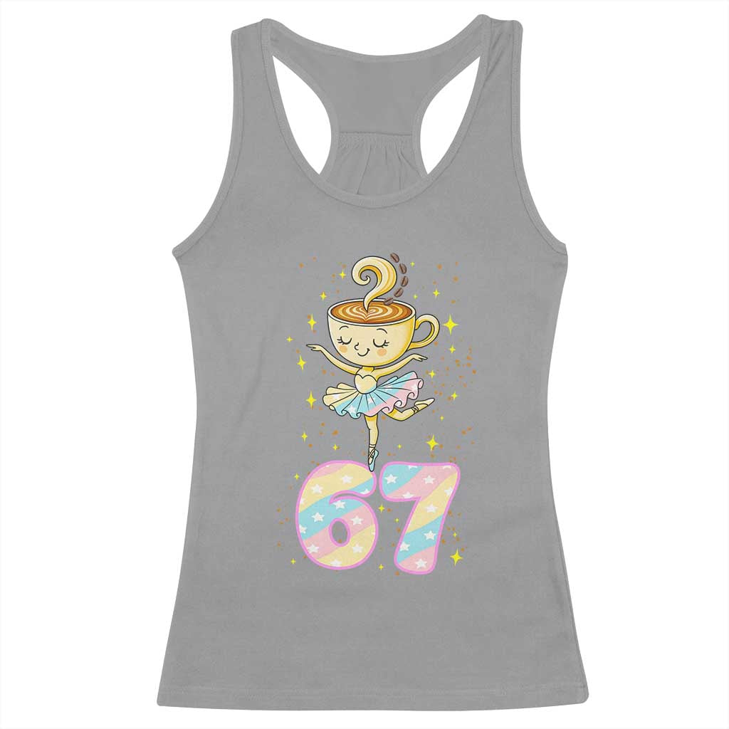 Funny Ballerina Cappuccina Ballet Six Seven Racerback Tank Top Brainrot Meme Pastel Gift TS12 Sport Gray Print Your Wear