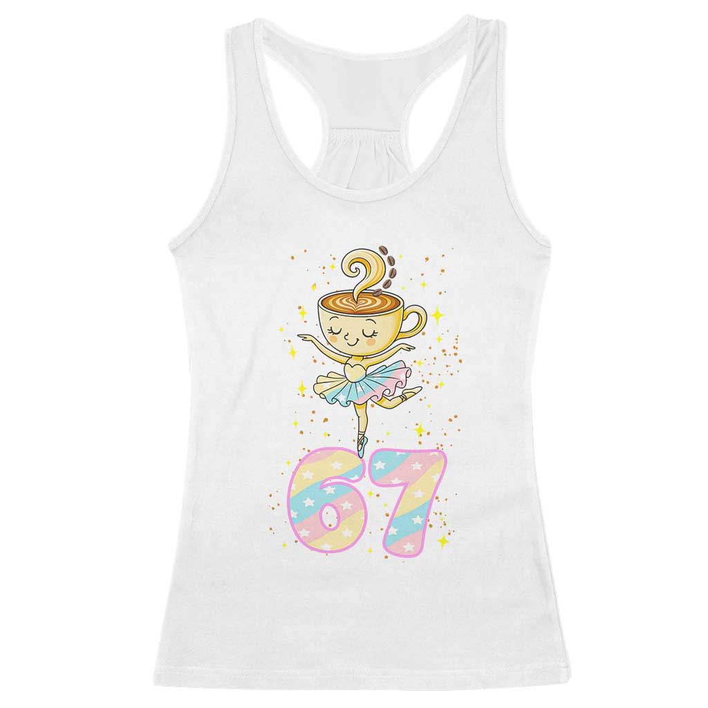 Funny Ballerina Cappuccina Ballet Six Seven Racerback Tank Top Brainrot Meme Pastel Gift TS12 White Print Your Wear