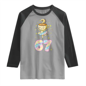 Funny Ballerina Cappuccina Ballet Six Seven Raglan Shirt Brainrot Meme Pastel Gift TS12 Sport Gray Black Print Your Wear