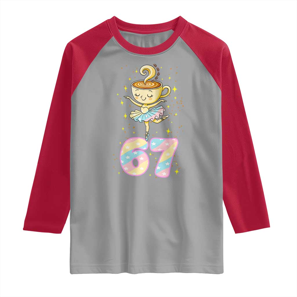 Funny Ballerina Cappuccina Ballet Six Seven Raglan Shirt Brainrot Meme Pastel Gift TS12 Sport Gray Red Print Your Wear