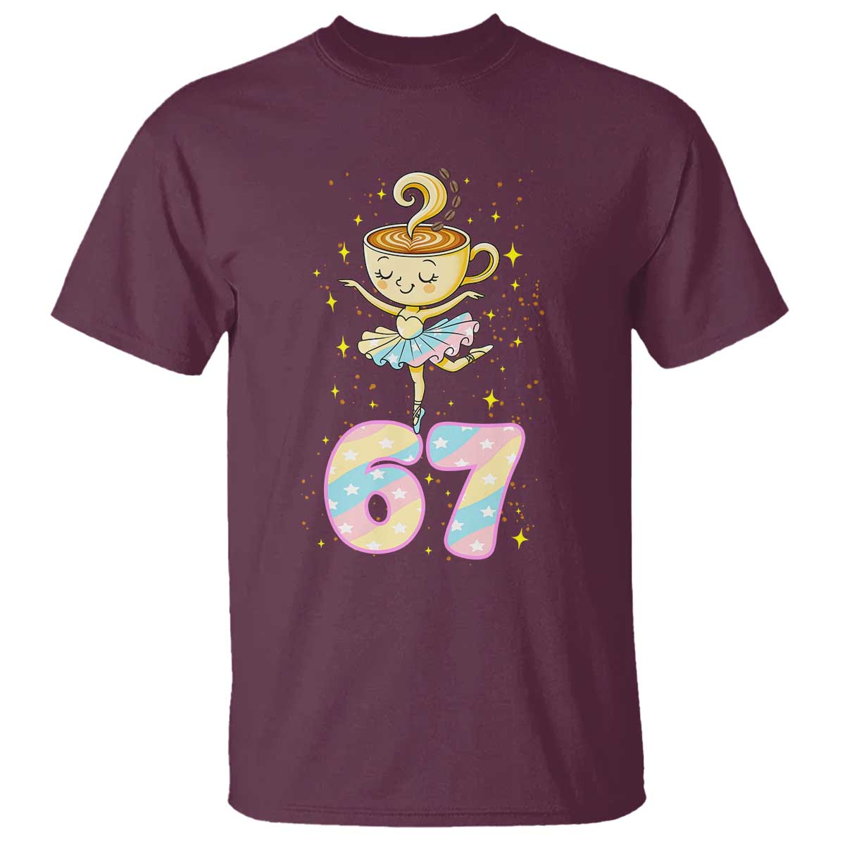 Funny Ballerina Cappuccina Ballet Six Seven T Shirt Brainrot Meme Pastel Gift TS12 Maroon Print Your Wear